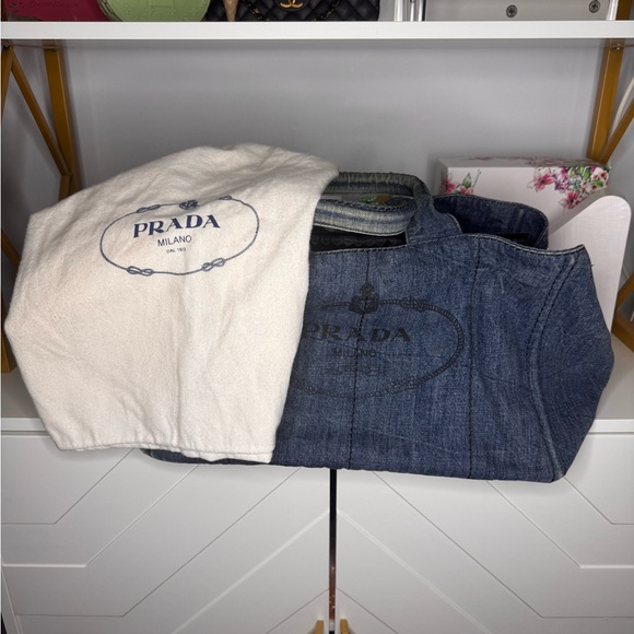 ‼️SOLD‼️Prada Denim Canapa Tote Large Preloved - Picture 2 of 16